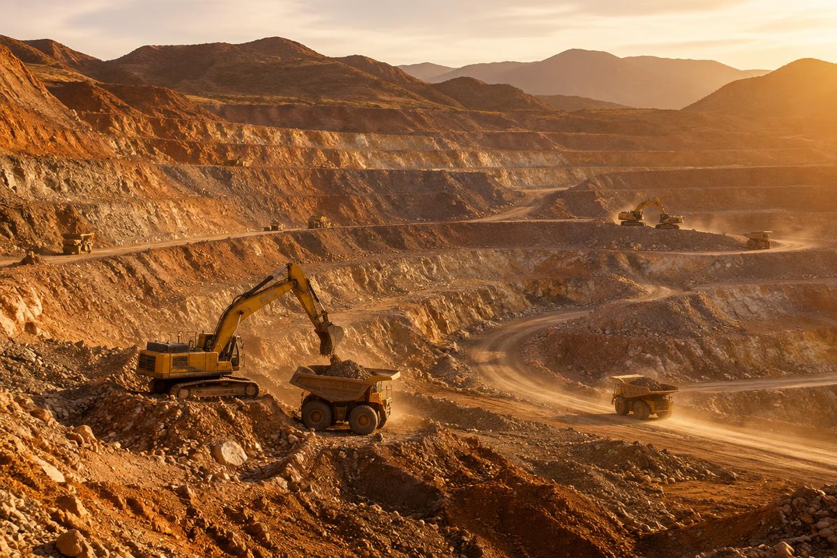 Mine à ciel ouvert avec engins d’extraction